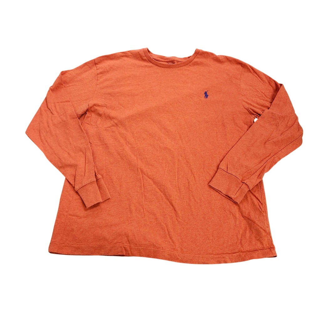 Polo Ralph Lauren T-Shirt Mens M Long Sleeve Orange Heathered EUC